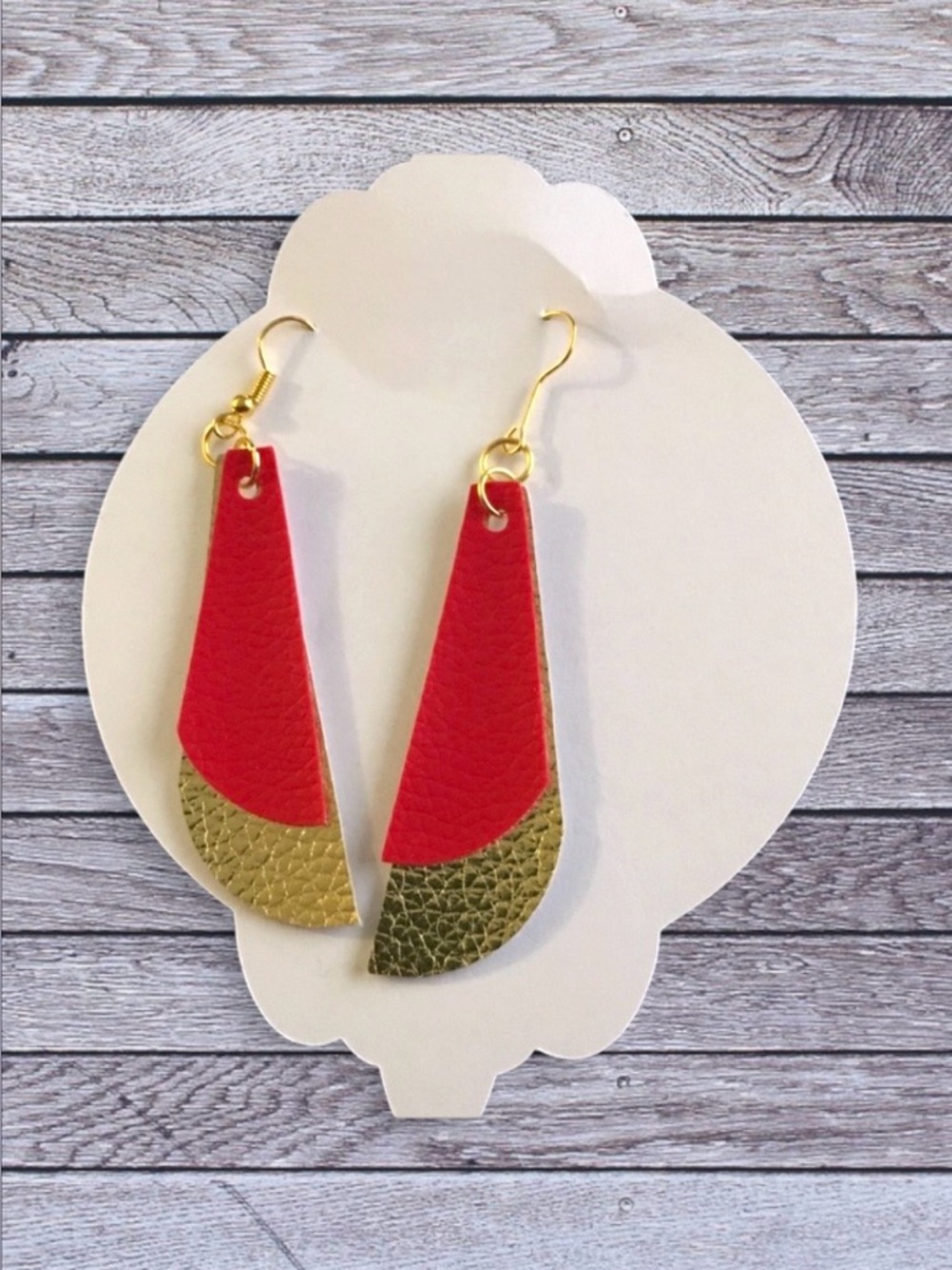 NEW Faux leather layered drop earrings